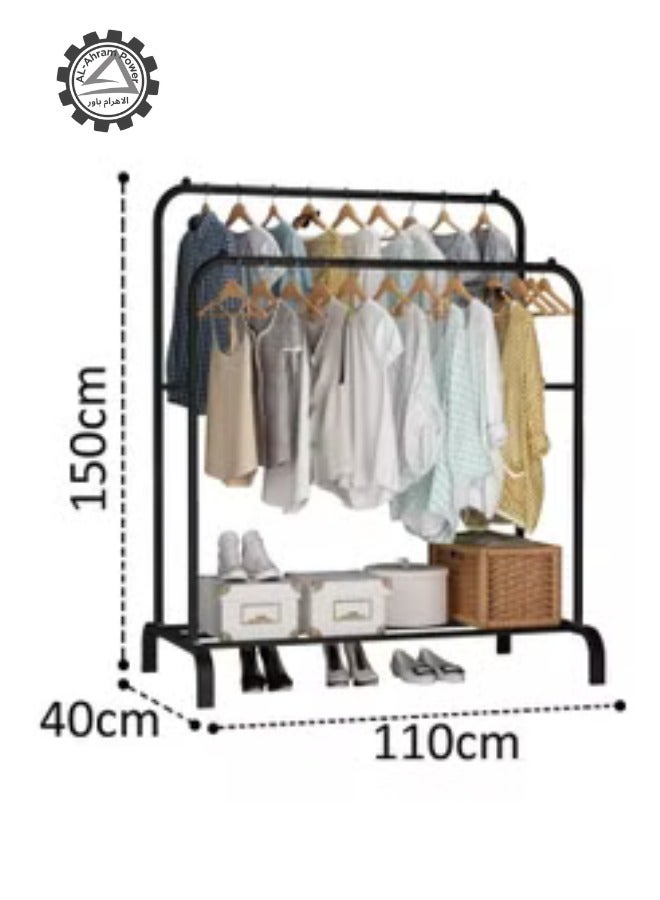 Clothes Organizer And Metal Stand Black 150x110x40cm - Image 1
