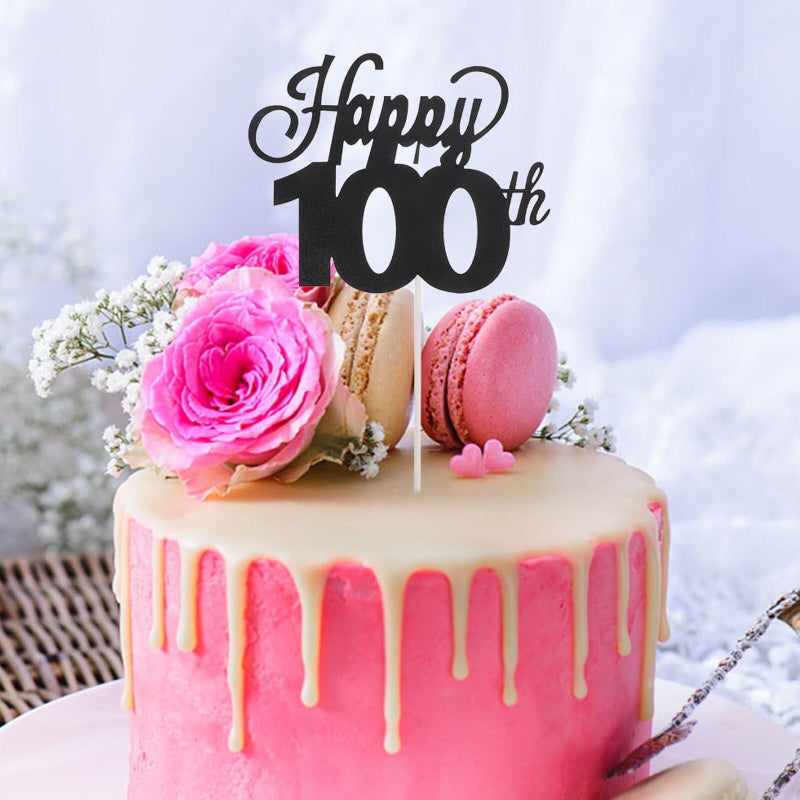 Black Glitter Cake Toppers 10pcs Non Edible Decorations For Birthday Anniversary - Image 4
