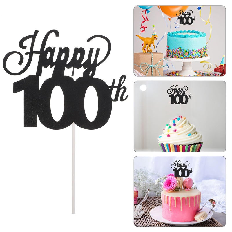 Black Glitter Cake Toppers 10pcs Non Edible Decorations For Birthday Anniversary - Image 5