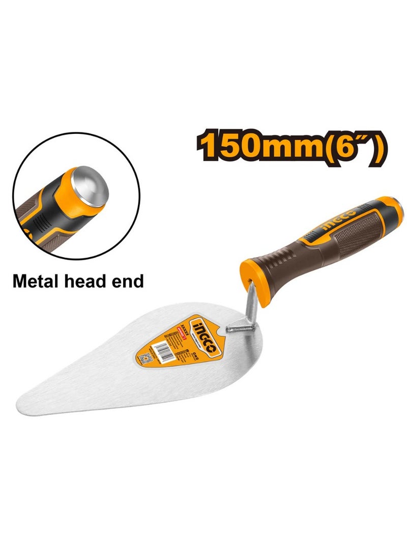 INGCO Bricklaying Trowel Heavy-duty construction for durability in tough conditions, Size: 6" / 150mm, insulated handle, Diameter of Connecting Rod: 9.5mm, Model : HBT618  - Image 2