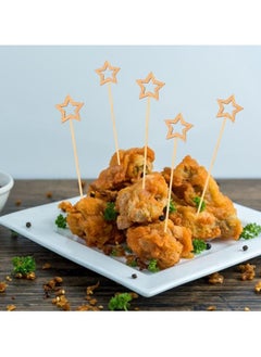 Boxwoods 50 Pcs Gold And silver Glitter Star Shape Bamboo Toothpicks for Ramadan Eid and Birthday Party Appetizers Fruit Cocktail For  - Image 2