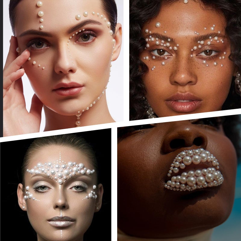 UBCGOTT Pearl Stickers Self Adhesive Hair Pearls Gem White Jewel Sticker for Making Hair Decor Face,Body, Nail, Phone Art Craft Scrapbooking Embellishments Assorted Size 3mm/4mm/5mm/6mm (165) - Image 3
