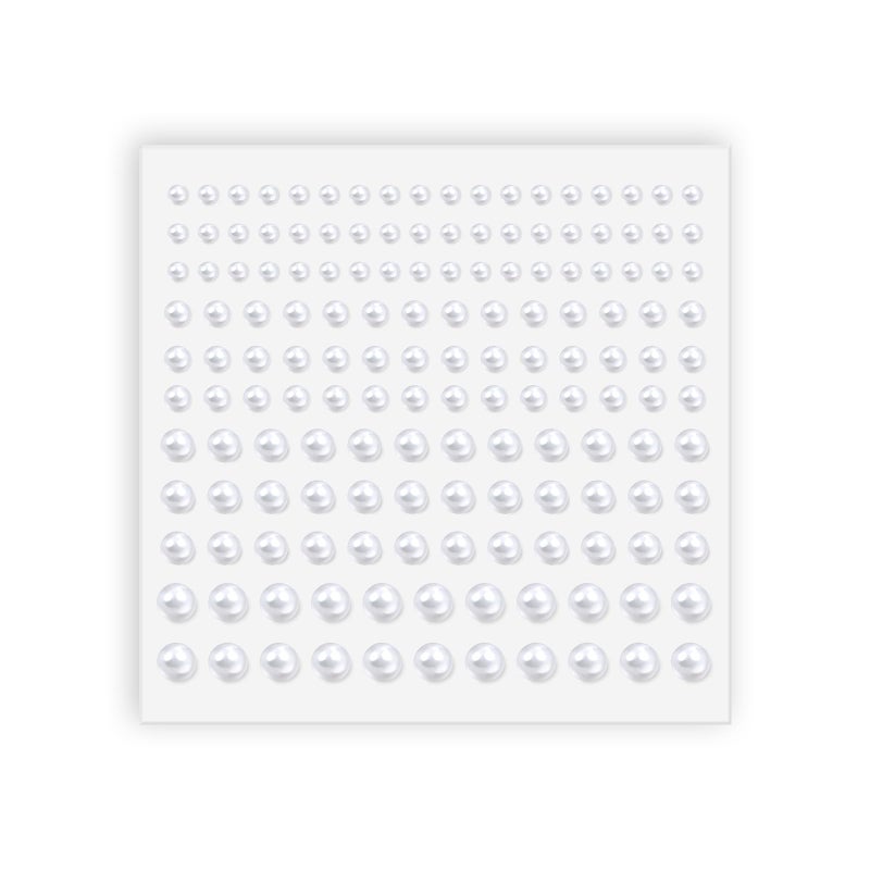 UBCGOTT Pearl Stickers Self Adhesive Hair Pearls Gem White Jewel Sticker for Making Hair Decor Face,Body, Nail, Phone Art Craft Scrapbooking Embellishments Assorted Size 3mm/4mm/5mm/6mm (165) - Image 1