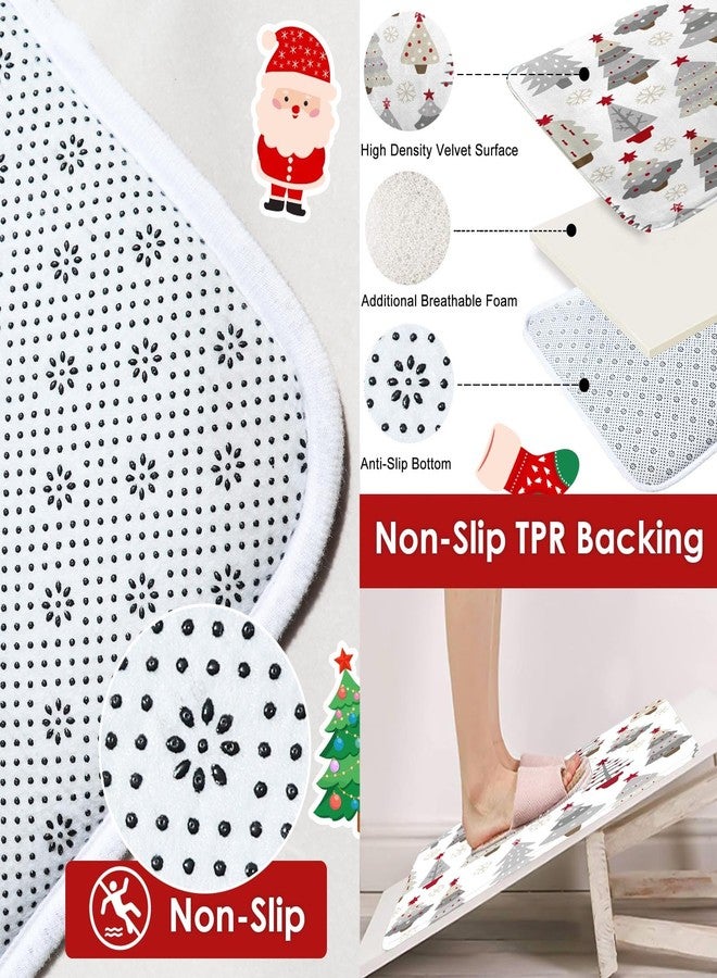 ArtSocket Tree Gray Red Christmas Bathroom Set with Shower Curtain and Rugs and Accessories, Winter, Pine Holiday Shower Curtains for Bathroom Decor 4 Pcs - Image 3