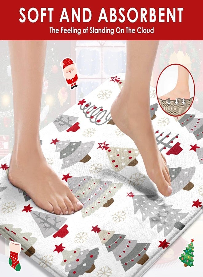 ArtSocket Tree Gray Red Christmas Bathroom Set with Shower Curtain and Rugs and Accessories, Winter, Pine Holiday Shower Curtains for Bathroom Decor 4 Pcs - Image 4