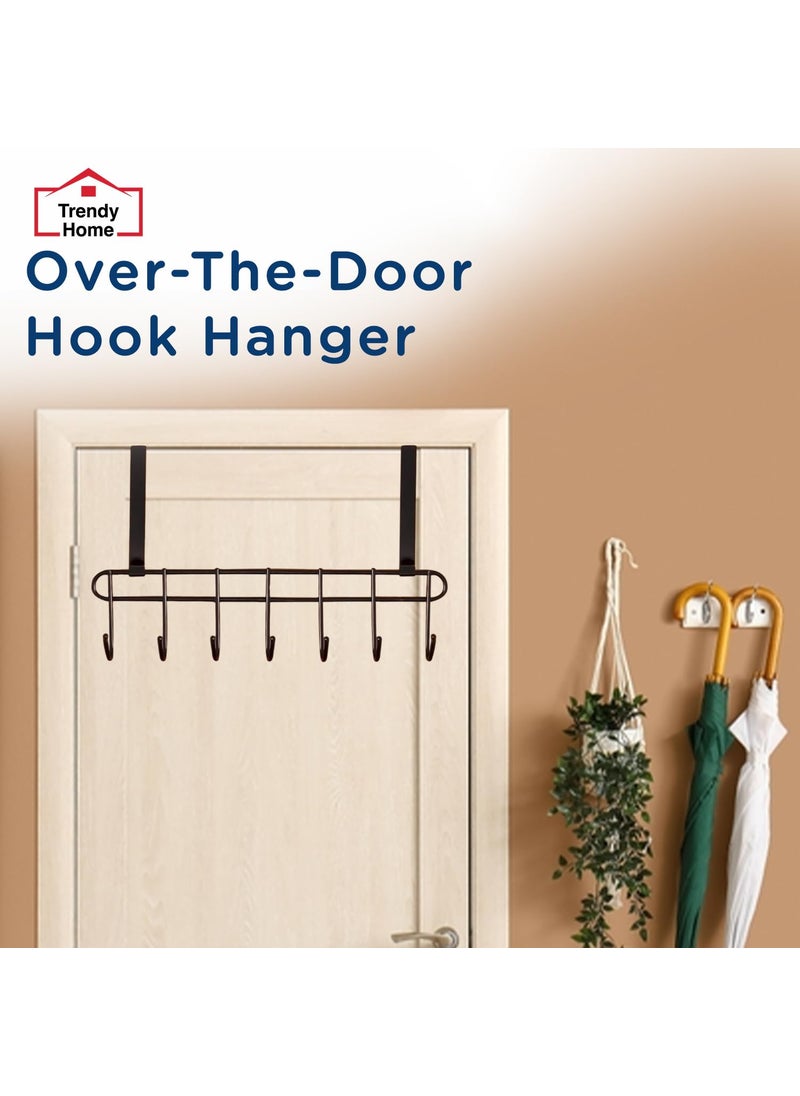 Senego Senego by Trendy Home OverTheDoor Hook Pack of 1 HeavyDuty Over Door Hanger Holder for Coat Hanging Robe Hat Clothes Towels Bathroom Organiser Towel Rack 7 Hooks Matte Black  - Image 2