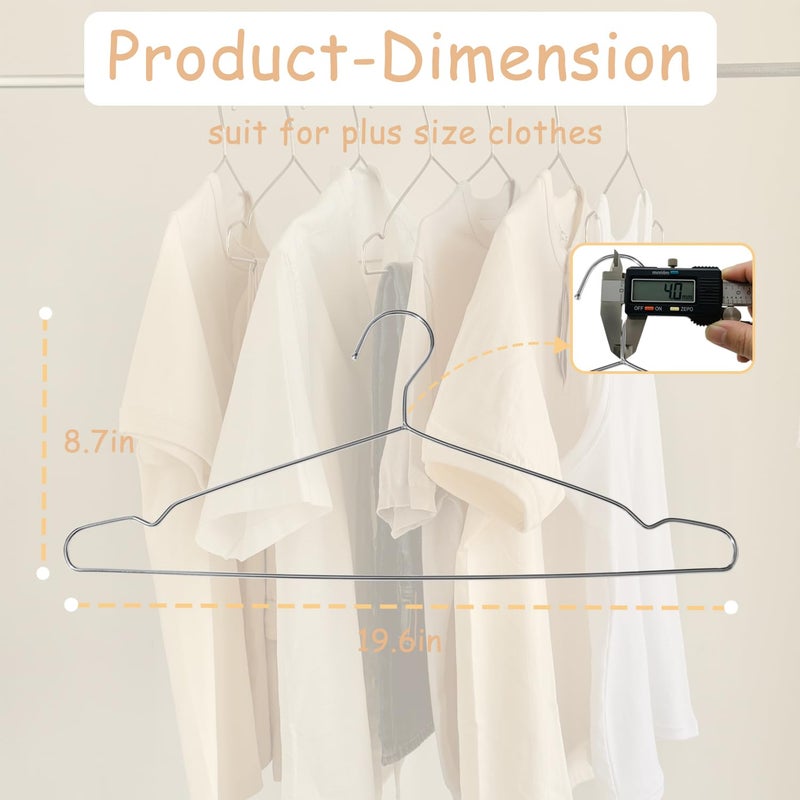 Urby Extra Wide Wire Hangers for Plus Size Clothes, 19.6 Inch Stainless Steel Plus Size Hangers Ideal for XL, XXL Shirts, Coats, Dresses, Etc. Silver. 10pk. - Image 2