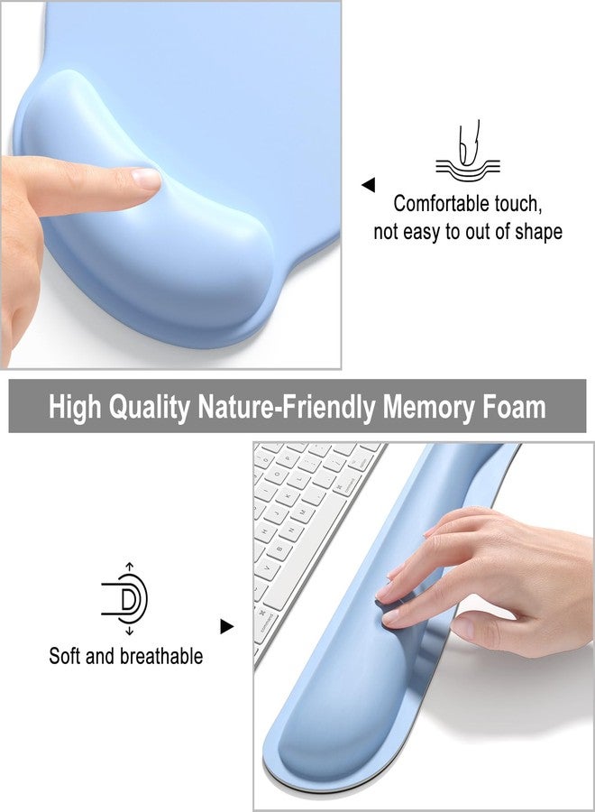 Dapesuom Large Gaming Mouse Pad, Mouse Pads with Wrist Rest Wrist Support, 4in1 Big XXL Desk Mat Desk Pad + Ergonomic MousePad + Memory Foam Keyboard Mat Wrist Rest + Coaster Set for Computer,Sky Blue - Image 5