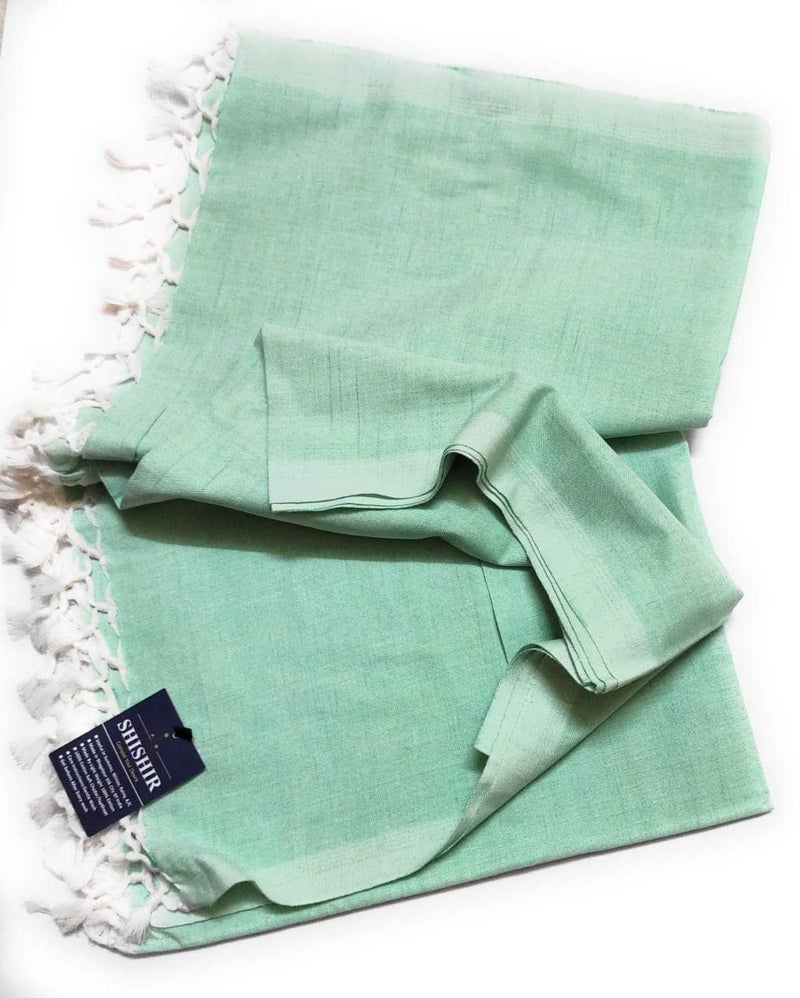 SHISHIR Bhagalpuri Handloom Organic 100% Pure Dull Chadar/Quilt/Duvet for Summer/Mild Winter/Rainy Season Light Green Chadar Pack of 2 (Size 228X134Cm) - Image 3