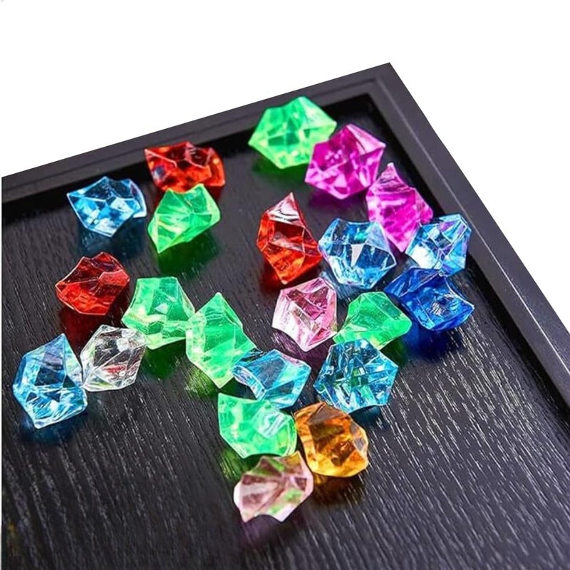 SANSEFERO Premier Plants Multicolored Acrylic Diamonds Faux Crystals for Home Decor Vase Fillers Aquarium Acrylic Ice Rock Cubes Gems for Decoration Stones Shiny Pebbles Multicolored 200 Grams - Image 1
