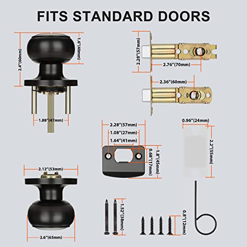 Haidms 5 Pack Oil Rubbed Bronze Passage Door Knobs, Bronze Closet Door Knobs, Passage Doorknobs Interior for Closet or Hall, Hallways - Image 5