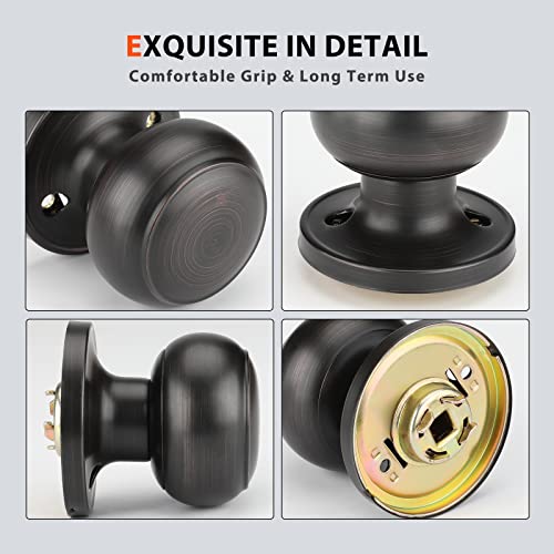 Haidms 5 Pack Oil Rubbed Bronze Passage Door Knobs, Bronze Closet Door Knobs, Passage Doorknobs Interior for Closet or Hall, Hallways - Image 2