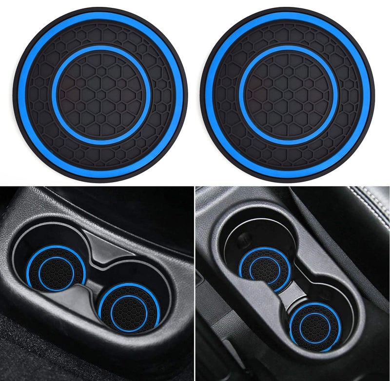 Auprite Car Cup Holder Coasters 2 Pack Universal Auto Anti Slip Cup Holder Insert Coaster Car Interior Accessories Blue