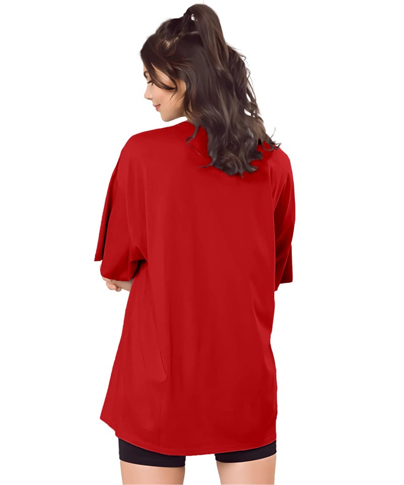 SHODOX® Bio-Washed Anti Bacterial 100% Pure Cotton Women’s Oversized Solid T-Shirt | Cozy Soft, Less Wrinkles Loose Fit, Drop Shoulder, Korean Baggy Style Tees for Girls - Image 2