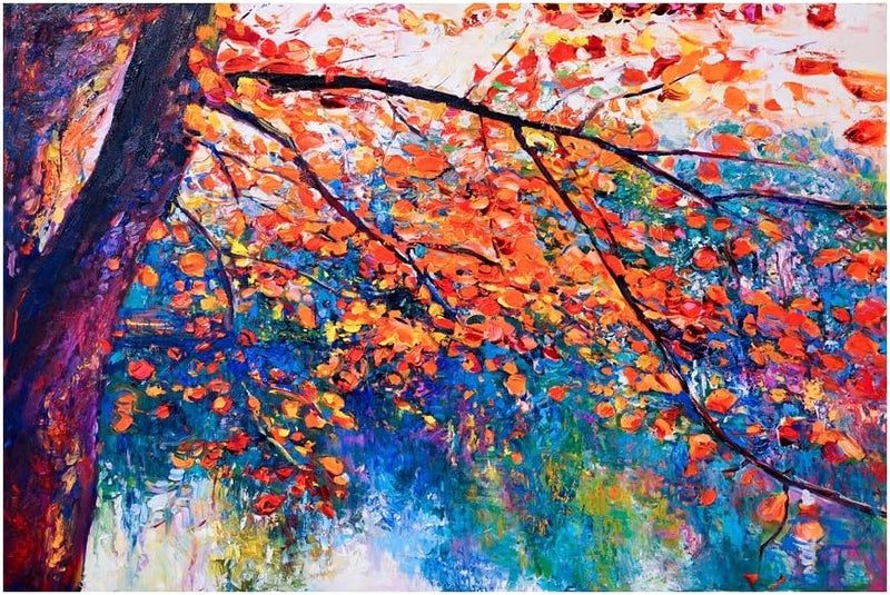 999STORE Autumn Yellow Leaves Tree Canvas Wall Art - Image 2