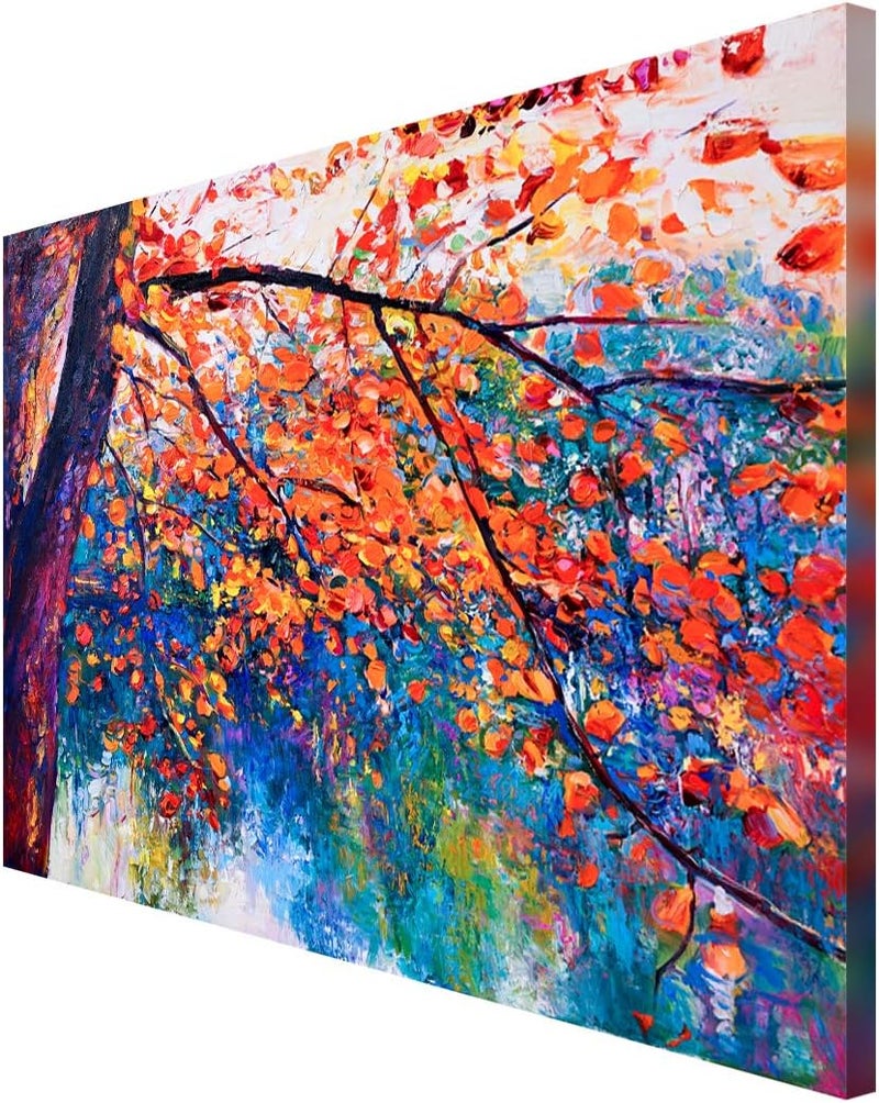 999STORE Autumn Yellow Leaves Tree Canvas Wall Art - Image 3