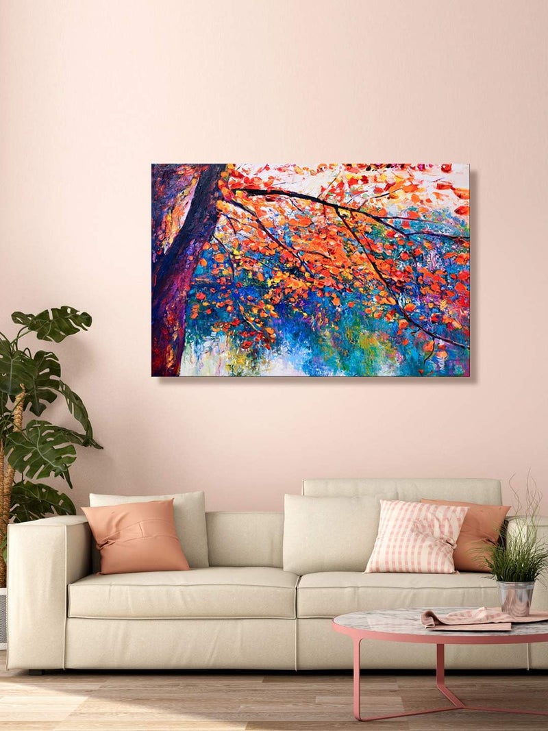999STORE Autumn Yellow Leaves Tree Canvas Wall Art - Image 1