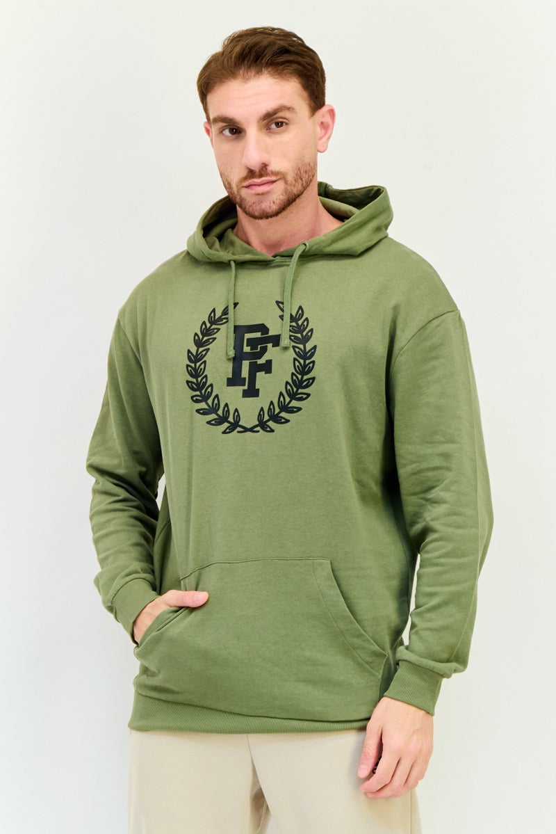 Paul Frank Men Long Sleeves Brand Logo Hoodie, Green - Image 1