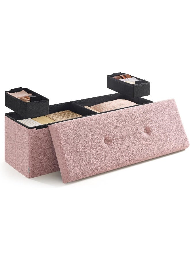 SONGMICS HOME Storage Ottoman Bench, Storage Chest, 38 × 109 × 38 cm, Foot Rest Stool, End of Bed Bench, Load up to 299.4 kg, for Living Room, Bedroom, Entryway, Jelly Pink MDF - Image 1