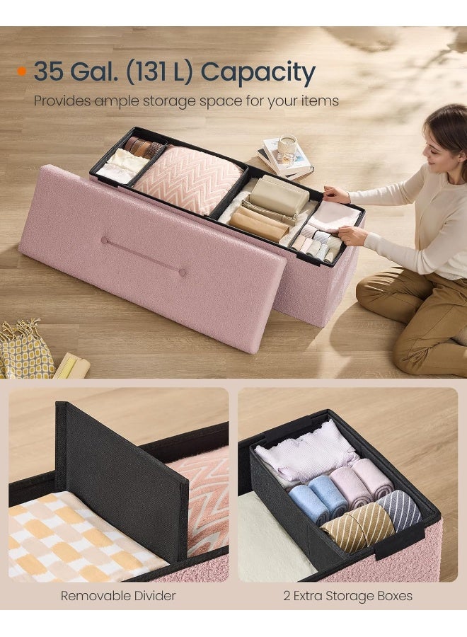 SONGMICS HOME Storage Ottoman Bench, Storage Chest, 38 × 109 × 38 cm, Foot Rest Stool, End of Bed Bench, Load up to 299.4 kg, for Living Room, Bedroom, Entryway, Jelly Pink MDF - Image 5