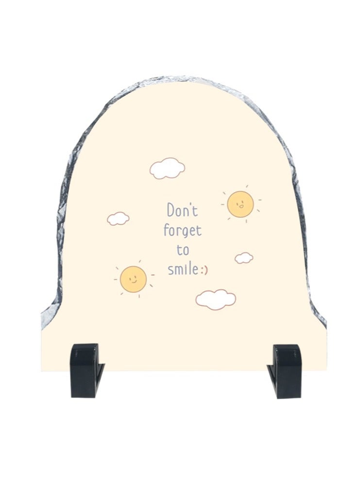 Service Zone Protective Printed White Rock Shape Marble Photo Frame for Table Top Dont Forget To Smile  - Image 1