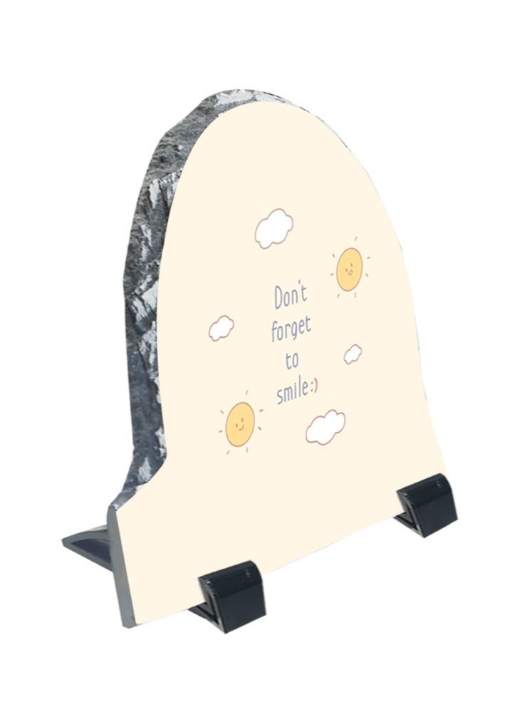 Service Zone Protective Printed White Rock Shape Marble Photo Frame for Table Top Dont Forget To Smile  - Image 2