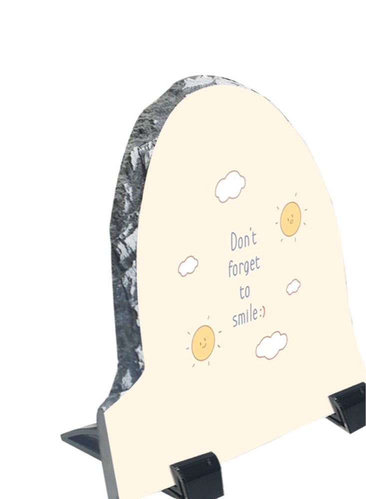 Service Zone Protective Printed White Rock Shape Marble Photo Frame for Table Top Dont Forget To Smile  - Image 3