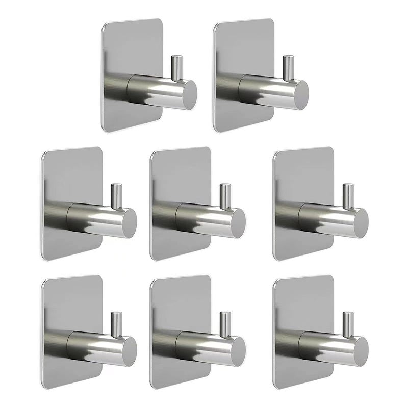 Eletree Adhesive Hooks Heavy Duty Waterproof SUS 304 Stainless Steel Hook Robe Towel Hooks Wall Hooks for Hanging Coat Cylinder Hook for Bathroom Kitchen Bedroom Peak of 8 - Image 1
