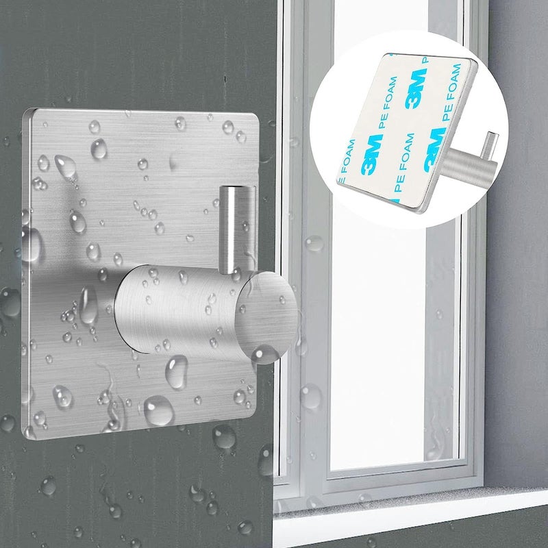 Eletree Adhesive Hooks Heavy Duty Waterproof SUS 304 Stainless Steel Hook Robe Towel Hooks Wall Hooks for Hanging Coat Cylinder Hook for Bathroom Kitchen Bedroom Peak of 8 - Image 3