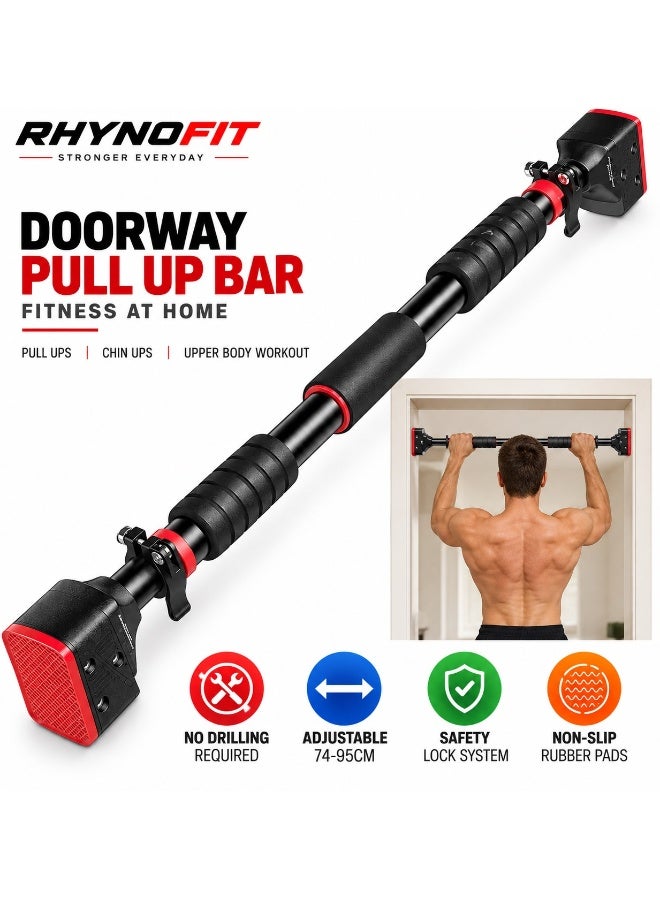 RHYNOFIT Pull Up Bar for Doorway, Upper Body Workout Bars, Width Adjustable Chin Up Bar-No Screw, Multi-Functional Suitable for Home Gym Fitness Exercises
Material: Q195 carbon steel, NBR foam cotton
74-95cm - Image 1