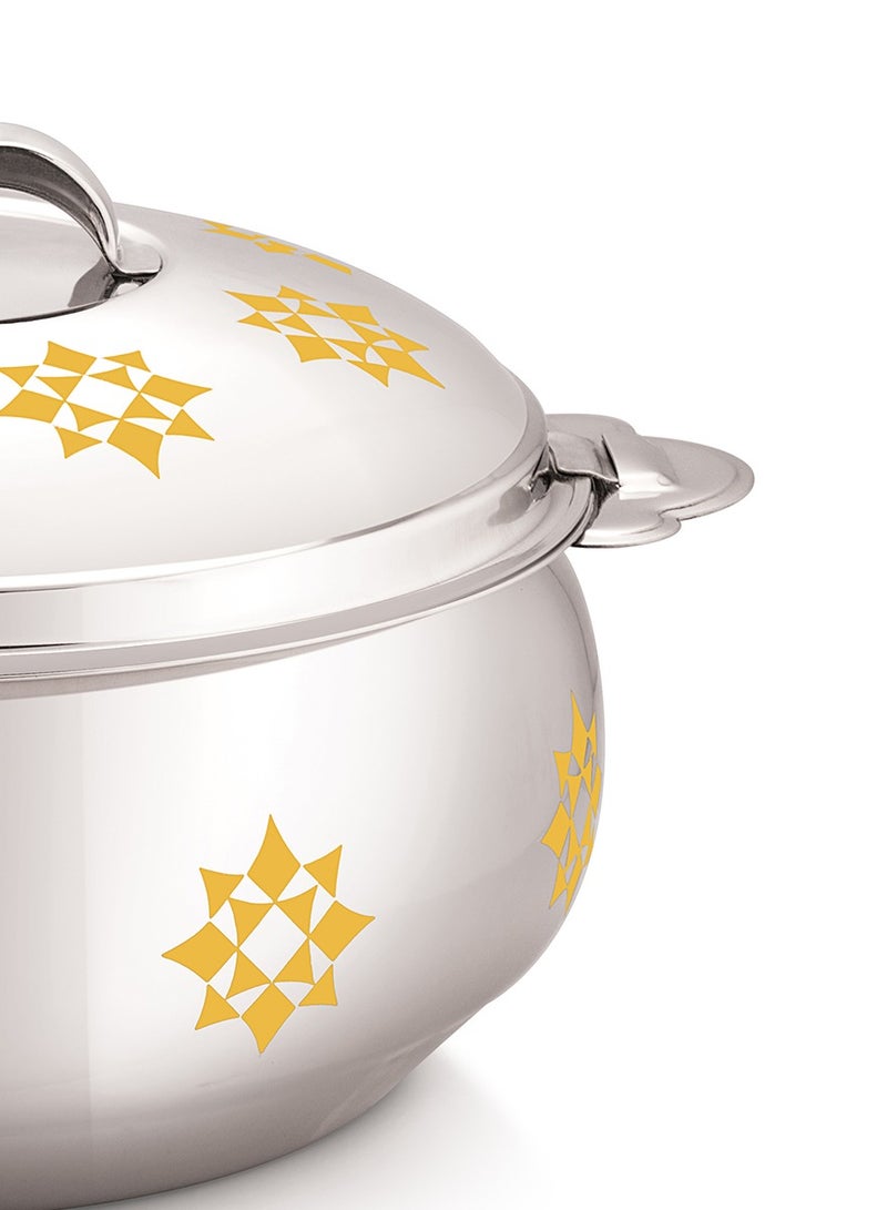 Stride 2000ML Stainless Steel Insulated Food Warmer Hotpot in Silver with Gold Geometric Pattern Thermal Casserole Serving Dish for Home Dinners Parties and Picnics - Image 3