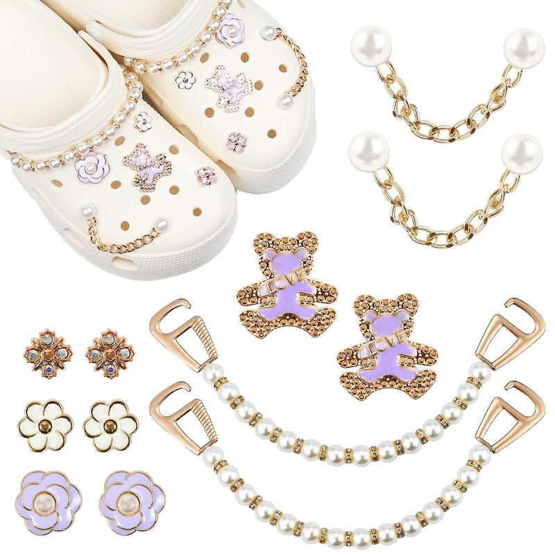 HASTHIP ® Girly Jewelry Shoe Charms for Clog Slides Sandals, DIY Flower Pearl Shoe Decoration Charm Accessories for Girls Women, Party Favors Birthday Gifts - Image 1