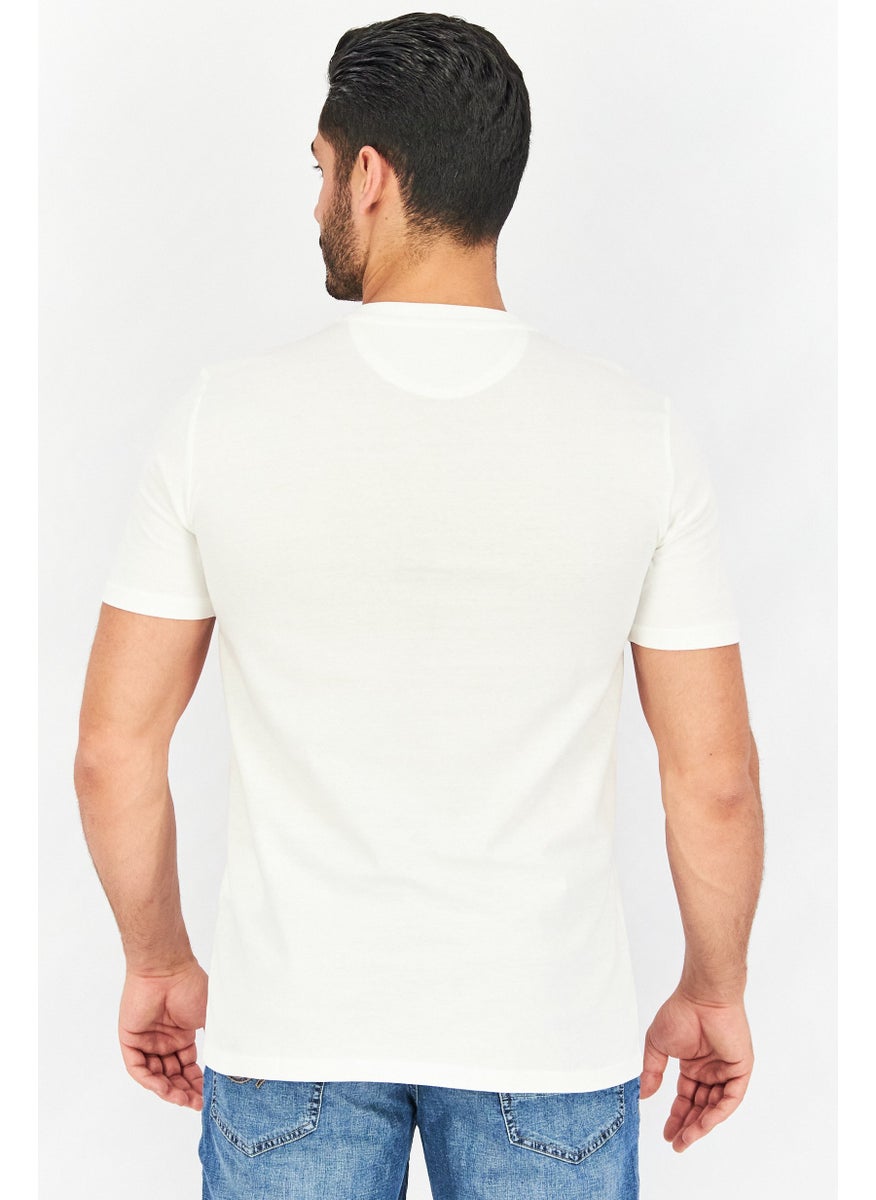 LAMBORGHINI Men Crew Neck Short Sleeve Brand Logo T-Shirt, White  - Image 2