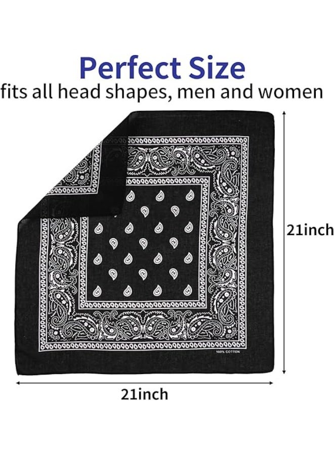 JCD 6 Pack Multi-Color Paisley Bandanas, 21x21 Inch Square Polyester Handkerchiefs for Men and Women - Image 2