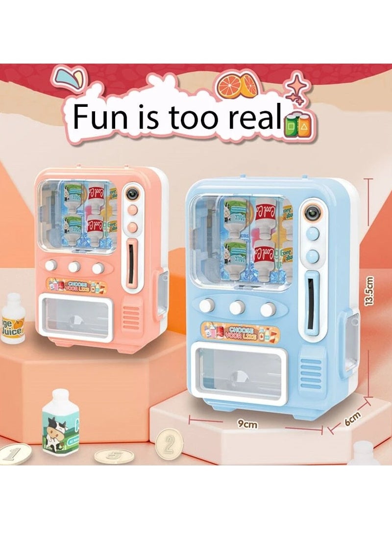 Mini Vending Machine Play Set - 13-Piece Beverage Dispenser and Fruit Toy Kit for Creative Dollhouse Play & Kids' Kitchen Accessories, Perfect for Ages 3-8  - Image 2