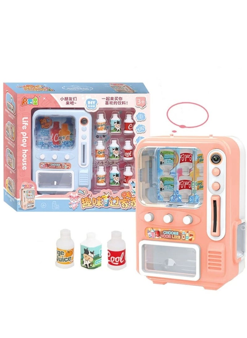 Mini Vending Machine Play Set - 13-Piece Beverage Dispenser and Fruit Toy Kit for Creative Dollhouse Play & Kids' Kitchen Accessories, Perfect for Ages 3-8  - Image 3