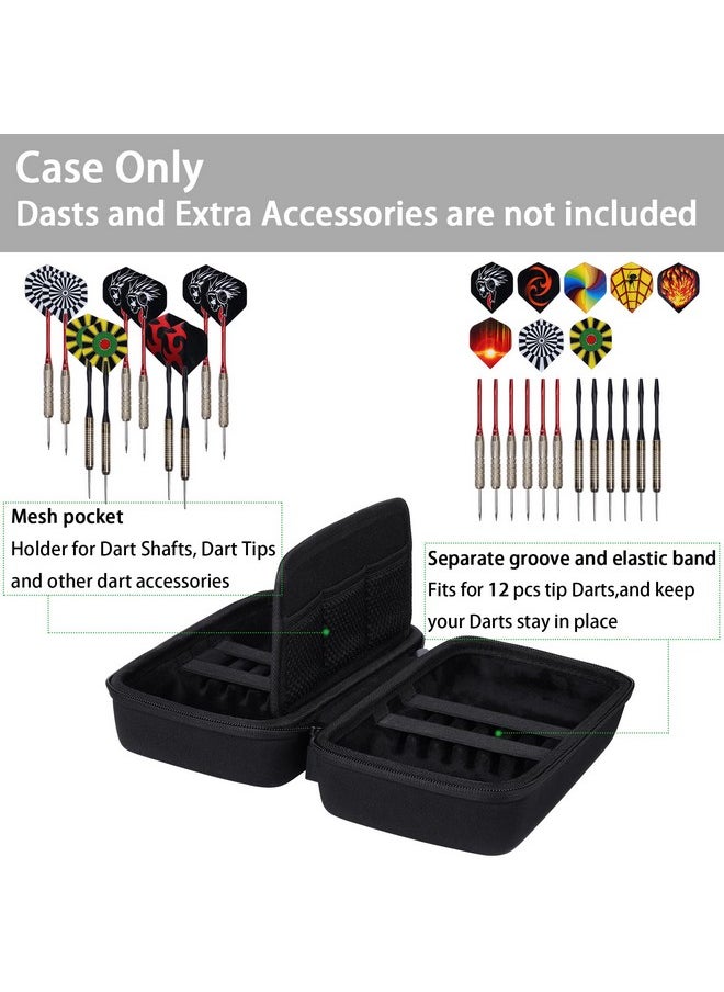 Co2Crea Hard Case Compatible With Steel Tip Or Soft Tip Darts, Holds 12 Darts And Extra Accessories, Built-In Storage Tubes And Pockets For Flights, Tips, Shafts  - Image 2