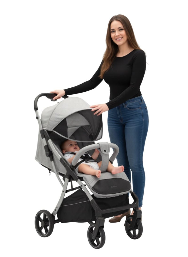 Kidilo Grey Adjustable Canopy Stroller Lightweight Design - Image 1