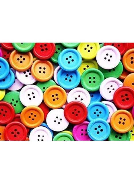 E Shopping E Shopping® Round Wooden Buttons,Different neon Colors 15mm Diameter Set of 100 PC(with 20/00 MRP White Adhesive Glue) for Sewing,Art and Craft Activities,Greeting Card Decoration  - Image 1