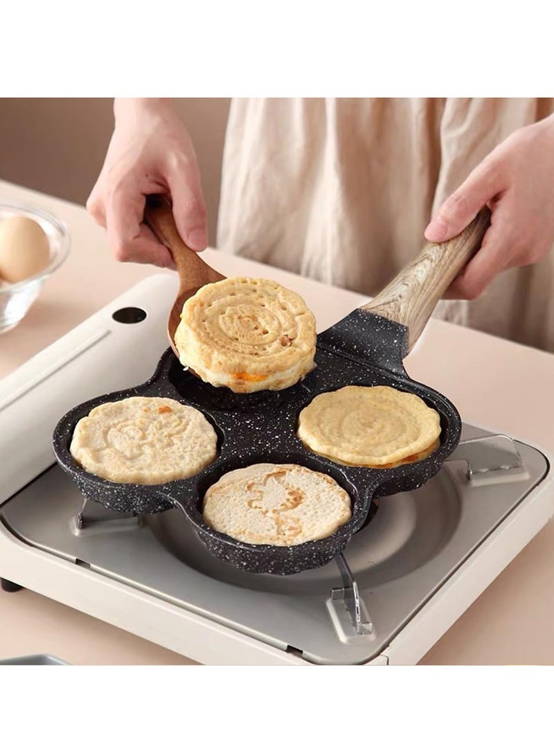 ECVV Pancake Pan Mini Frying Pan Nonstick Cookware Mini Egg Cooker Household Tools 4 Egg Frying Pan Multi Egg Frying Pan Hamburg Egg Cooker Multi-Hole Egg Frying Pan Pie - Image 3