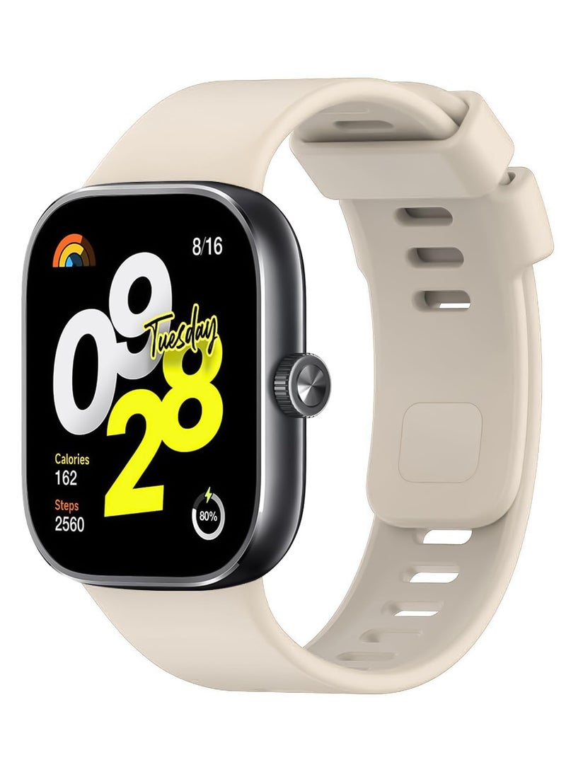 حزام متوافق مع ساعة Xiaomi Redmi Watch 4/Xiaomi Band 8 Pro، سوار للنساء والرجال، حزام ذراع بديل قابل للتعديل من السيليكون (بيج) - Image 1