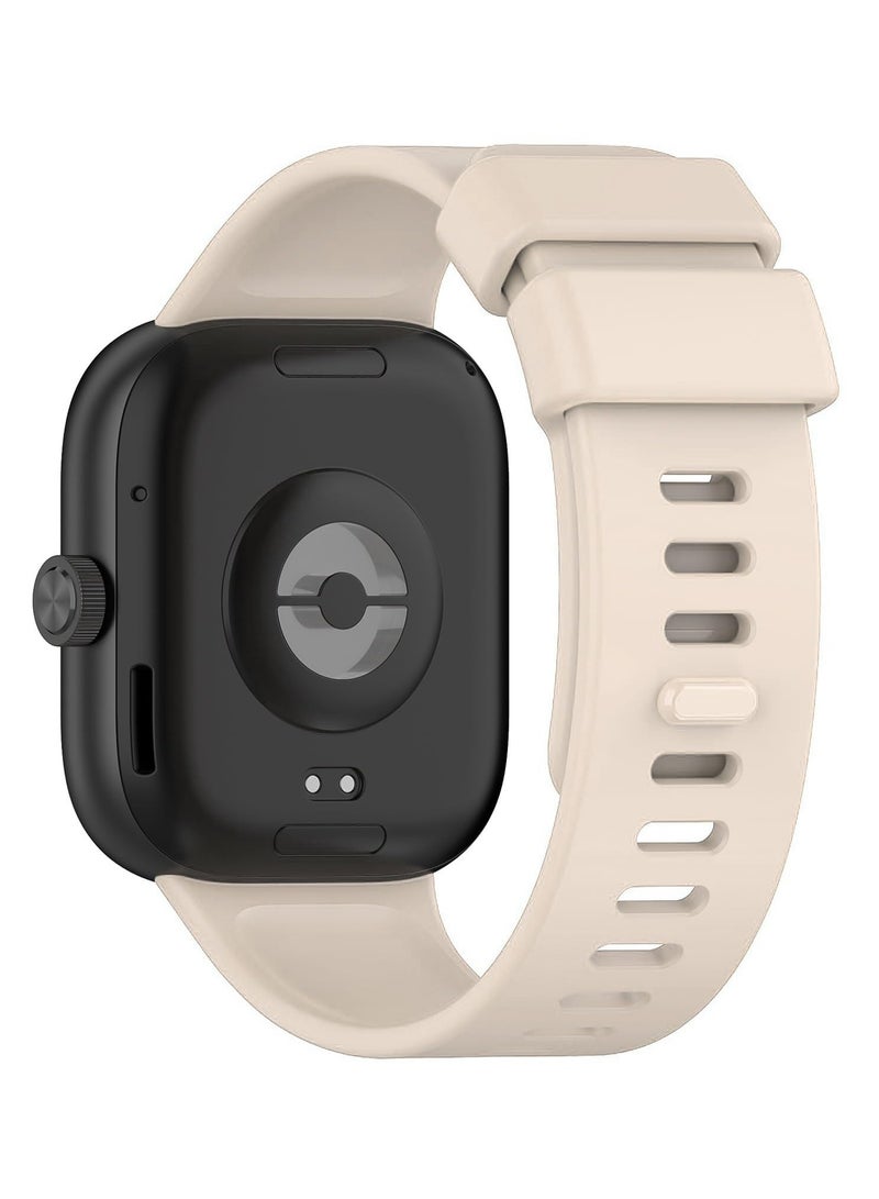 حزام متوافق مع ساعة Xiaomi Redmi Watch 4/Xiaomi Band 8 Pro، سوار للنساء والرجال، حزام ذراع بديل قابل للتعديل من السيليكون (بيج) - Image 2
