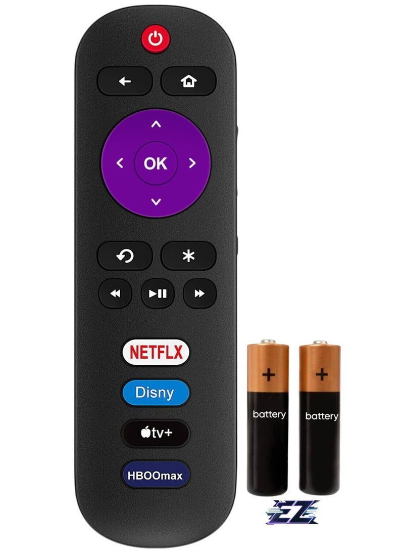 PopZa Universal Replacement Remote Control Compatible with All TCL Roku TVs. 【Only Works with Roku TVs, NOT for Roku Stick and Roku Box】(Netflix/Disney/Apple TV/HP BOX) with battery - Image 1