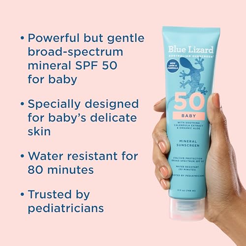 Blue Lizard BABY Mineral Sunscreen with Zinc Oxide, SPF 50+, Water Resistant, UVA/UVB Protection with Smart Cap Technology - Fragrance Free, 5 oz. Tube - Image 2