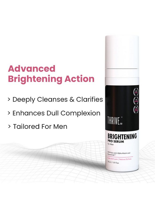 THRIVECO سيروم برايتنينغ برو للرجال من ثرايفكو | حمض كوجيك، فيتامين C وديكانيميد™ | تفتيح البشرة، التحكم في حب الشباب وزيادة الترطيب | يخفف البقع الداكنة ويقلل من البهتان | لجميع أنواع البشرة | 30 مل - Image 2