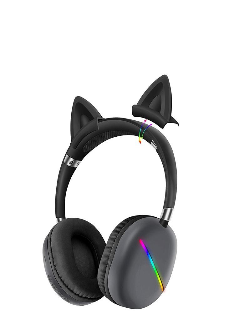 GULFLINK - 400mah Cat Ears Wireless Bluetooth Headphones for Teens Adults Black - Image 1