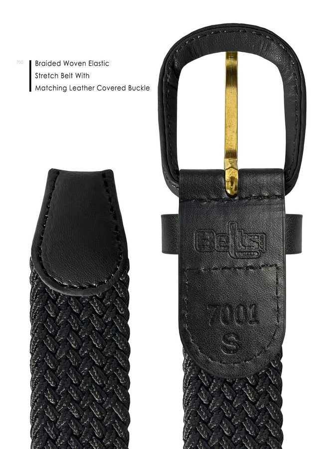 Belts.com Leather Covered Buckle Woven Elastic Stretch Belt, Black, (L(37"-39") - Image 4