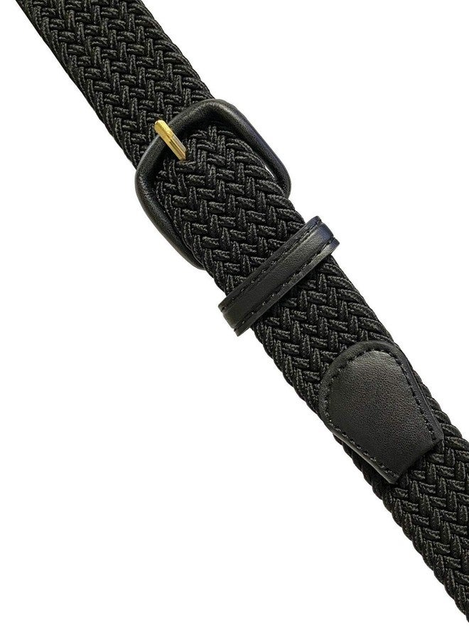 Belts.com Leather Covered Buckle Woven Elastic Stretch Belt, Black, (L(37"-39") - Image 3