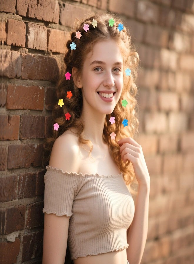 JANYUN 50 Pcs Colorful Mini Hair Claw Small Hair Clips Clamps Hair Accessories for Women Decorative Bun Tiny Hair Clips, Assorted Colors (Floral) - Image 5