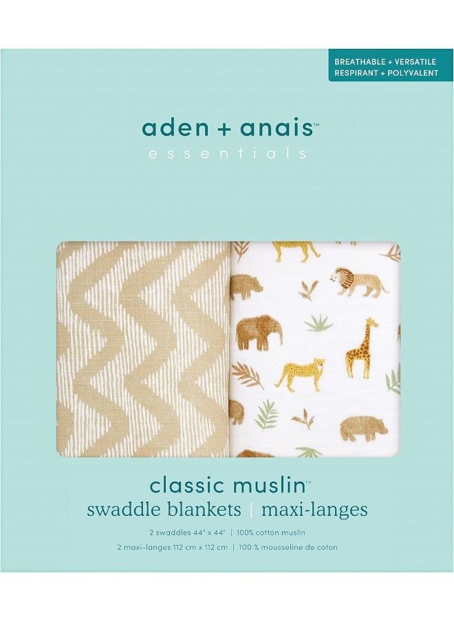 aden + anais Aden + Anais™ Essentials Cotton Muslin 2 Pack Swaddle Blanket Tanzania  - Image 3